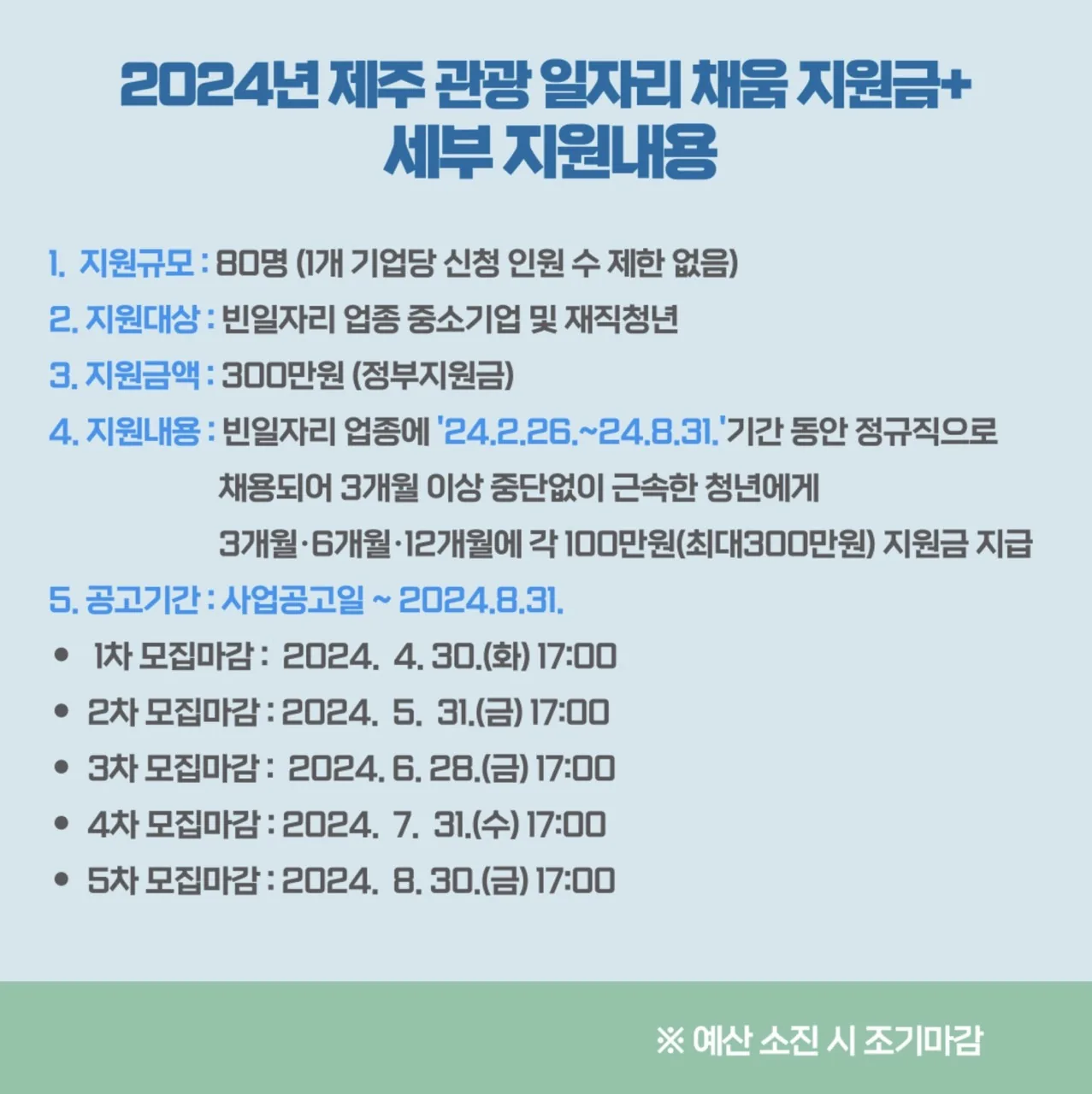 『2024년 제주 관광 일자리채움 지원금+』 참여기업/청년 모집공고 이미지 2