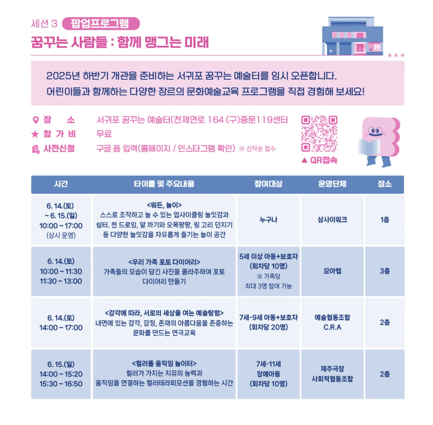<꿈꾸는 예술, 제주를 잇다> 포럼, 라운드테이블 & 팝업 프로그램 이미지 1