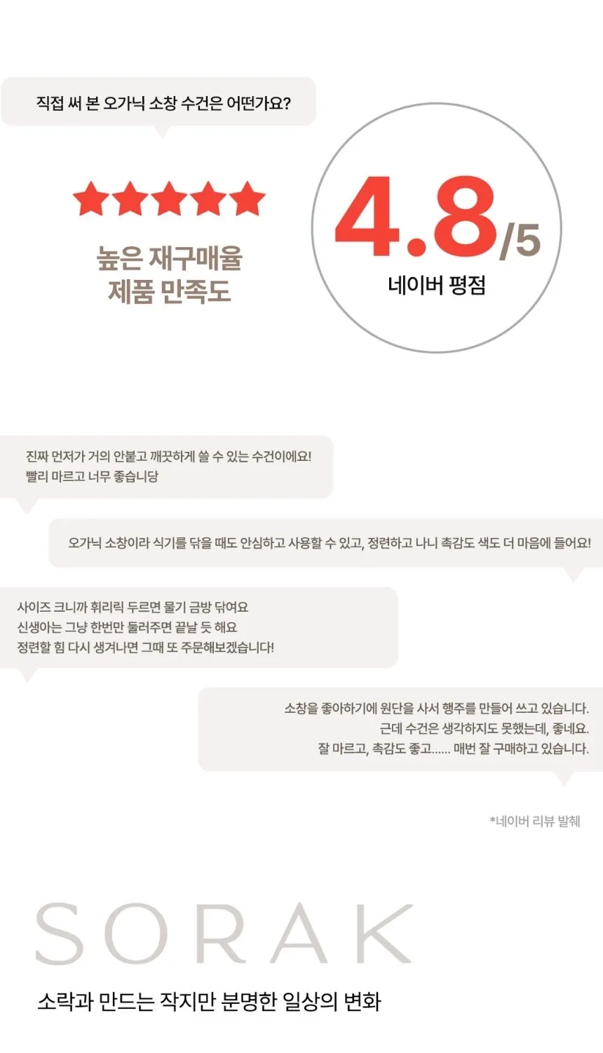 [지구별가게] 소락 SORAK 오가닉 소창 수건